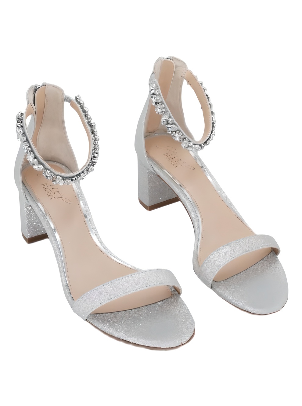 Jewel Badgley Mischka Silver Glitter Sandal Size 8.5